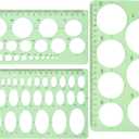 Hestya 3 Pieces Circle Template for Drawing 3 Sizes Circle Stencil Templates for Drafting Round Plastic Geometric Stencil for Office and School Building Formwork Drawings(Clear Green)