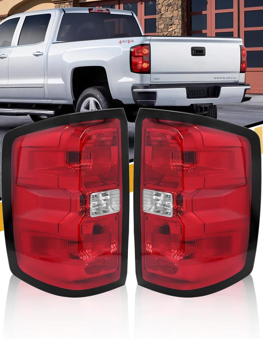Tail Light Assembly Compatible with Chevrolet Silverado 1500 2500HD 3500HD 2014-2018, GMC Sierra 3500HD 2015-2018 Brake Rear Lamp, Includes Bulbs and Harness, Left and Passenger Side, Pair