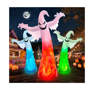 12FT Giant Halloween Inflatables Ghost with 3Colored Flame Rotation LED Lights, Huge Spooky Halloween Decoration Outdoor Large Halloween Blow Up Yard Decorations Tall Blowups for Lawn Party (1PCS)