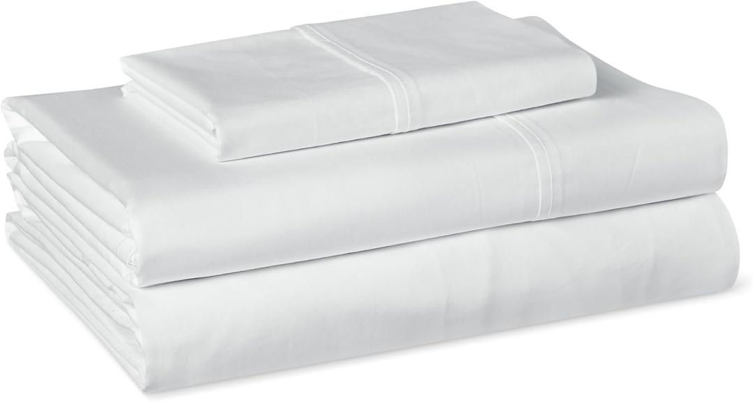 Amazon Basics Organic Cotton Sheet Set with 1-Piece Pillowcase, White, Twin