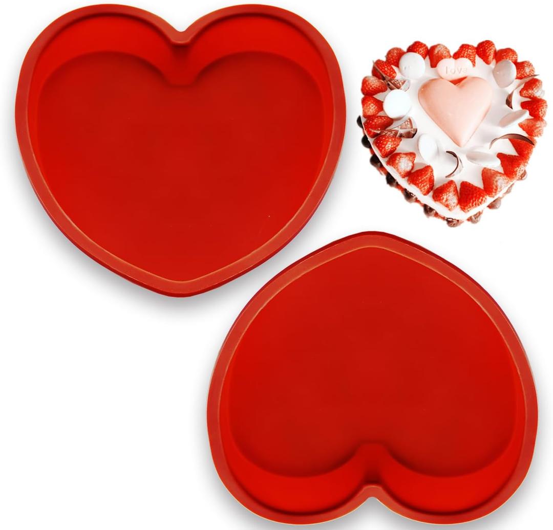 4 x Silicone Heart Shaped Cake Pans, Nonstick Heart Cake Mold, Heart Shaped Baking Pans for Cakes and Brownies, Easy Clean, Freezer, Microwave and Oven Safe (Z-A)