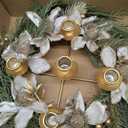 XunYee Advent Candle Holder Wreath Set of 5 with 5 Flameless Candles Christmas Advent Berry Champagne Flower Wreath Rings for Table Centerpiece Fireplace Festival Home Church Decor(Fresh)