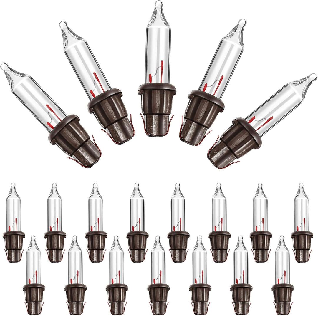 Mudder 60Count 2.5V Christmas 50/100/150/200 Count Mini Incandescent Wire String Lights Replacement Bulbs Indoor/Outdoor Christmas Lights Decor for Home Xmas Tree (Brown Base with Warm White Bulb)