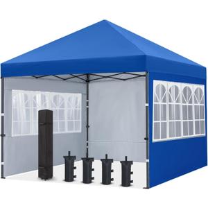 COOSHADE 10X10Ft Pop up Canopy Tent Enclosed Instant Folding Canopy Shelter with Elegant Church Window Outdoor Pavilion Cater Party Wedding BBQ Events Tent (Royal Blue)