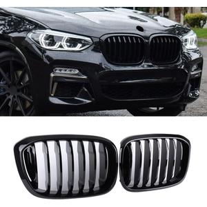 SNA Front Kidney Grille for 2018-2021 BMW X3 G01 2019-2021 X4 G02 (Single Slat ABS Gloss Black X3 Grill, X4 Grill)