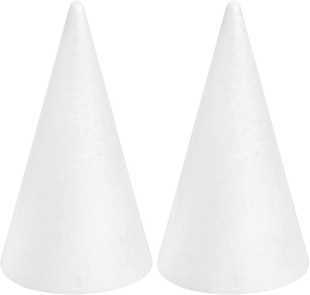 FFchuanhe 2-Pack Foam Cones for Crafts, Foam Trees Cones (711.4 Inch) for Holiday Decorations, Christmas, DIY Projects, Table Centerpieces.