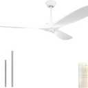 60 Inch Indoor/Outdoor Ceiling Fan with Remote Control,Modern White Ceiling Fan with Reversible Quiet DC Motor,3 ABS Blades for Living Room,Bedroom,Patios,Farmhouse