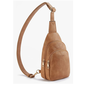 Telena Leather Waist Pack for Women, Sling Bag with Headphone Jack, Crossbody Fanny Packs Chest Bag