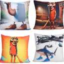 Italian Brainrot Pillowcase Set - 4-Piece 100% Cotton Sateen, Hand-Painted Rot Brain Illustration, Breathable & Cool for Superior Sleep, Home Decoration Art 18" x18inch(45x45cm)