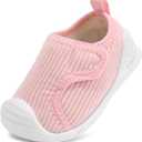 STQ KIDS Baby Wide Toe Box Shoes Boys Girls Toddler Barefoot Sneakers for First Walking Lightweight with Hook and Loop Pink Infant 6-9 Months (Pink)