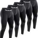 TELALEO 5 Pack Men's Compression Pants for Workout, Running,Basketball,Football-Sports Baselayer Leggings (L)