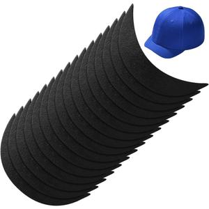 BENECREAT 16Pcs Black Plastic Brim Hat, Crochet or Knit Brim Stiffener Cap Visor Insert 7x3.2x0.07inch for Craft Sewing Caps Supplies Making