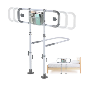 Bed Rails for Elderly Adults Safety, Sturdy Beds Assist Rail for Seniors; Adjustable Beds Rail Stable Bed Cane Guard with Extended Handle Bar - Fit King Queen Full Twin Bed