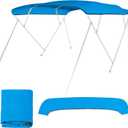 4 Bow Bimini Top Replacement Cover Waterproof 600D Sun Shade Boat Canopy with Storage Boot,Blue/Gray 54''-103''W x 96''L x 54''H