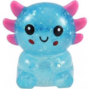 Glitter Axolotls Squishies Toy, Stretchy Axolotls Stress Ball, Fidget Toy for Anxiety Relief and Sensory Play, Pocket Size Squeeze Toys Gift for Kids Teens Adults(Blue)