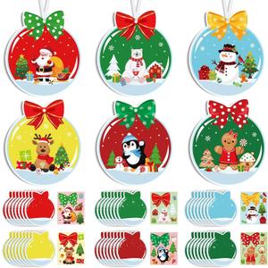 Dunzoom 48 Pcs Christmas Crafts Kits for Kids Christmas Snow Wonderland Ornament Crafts DIY Wonderland Ornament Kit Make Your Own Wonderland Craft Stickers for Holiday Xmas Classroom Party Favors