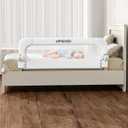 Folding Bed Rail for Toddlers,Baby Bed Rail Guard with Reinforced Anchor Safety System,Fit Bunk,Full Size,Queen,King,Twin(White,59"x23.6")