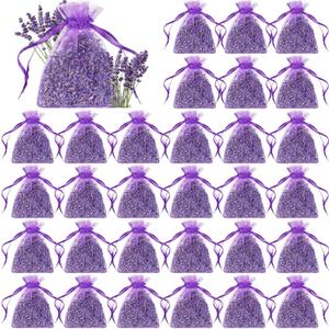 Reginary 30 Pack Lavender Sachets Bags Bulk for Drawers and Closets Home Fragrance Sachet Dried Lavender Flower for Wedding Bridal Shower Favors