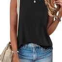 ANRABESS Tank Tops for Women 2025 Summer Casual Crew Neck Color Block Basic Sleeveless T Shirt Fashion Teen Girls Outfits Black, Small
