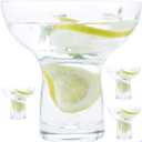 Chefcaptain Margarita Glasses Set Of 4, XXlarge 16oz Stemless Lead-Free Thick Clear Glass With Heavy Base, For Martini, Daiquiri, Frozen Cocktails, Dessert, Frozen Cocktails, Bar Use, Crystal Clear