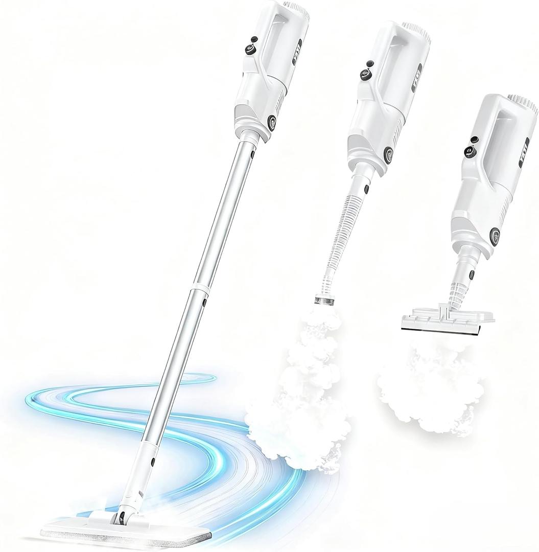 YKYI Steam Mop, Detachable 10 in 1 Multipurpose Steamer with 11 Attachments, Handheld Steam Cleaner for Home, Hardwood Floors, Laminate, Marble, Tile, Grout, Carpet, Windows, Furniture Cleaning
