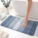 COSY HOMEER Bathroom Rugs 24"x17", Ultra Soft Absorbent Bath Mat with Non-Slip TPR Backing, Machine Washable Shaggy Rug for Bathroom Floor, Blue