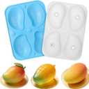 Juome 3D Mango Shape Cake Mold - 4 Cavity Fruit Pudding Mango Silicone Molds for Baking Pastry, Ice Cream, Mousse Cake Decoration Mould Supplies