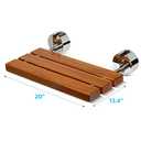 OasisSpace 20" Teak Folding Shower Seat Bench, Medical Wall Mounted Fold Down Shower Seat, 400 lbs Capacity, Teak Shower Bench for Inside Shower Foldable Bathroom Stool Seating Chair
