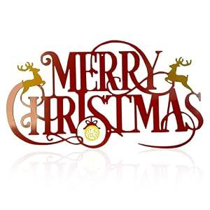 Metal Merry Christmas Wall Decor Christmas Sign Letter Decorative Hanging Plaque Suitable For Indoor Outdoor Room Yard Holiday Decoration