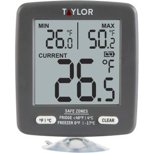Taylor LCD Display Digital Kitchen Refrigerator/Freezer Kitchen Thermometer Min/Max on Display, 2 inch display, Gray, 1 Count (Pack of 1) (Grey)