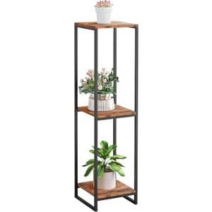 46" Tall Plant Stand Indoor, 3-Tier Modern Plant Shelf, Corner Flower Pot Holder Organizer for Living Room Balcony Patio Garden (Rustic Brown)