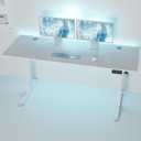 Shintenchi Standing Desk, 63x24 Inch Height Adjustable Electric Sit Stand up Desk, Ergonomic Rising Computer Table, Modern Lift Gaming Desk Workstation for Home Office, White