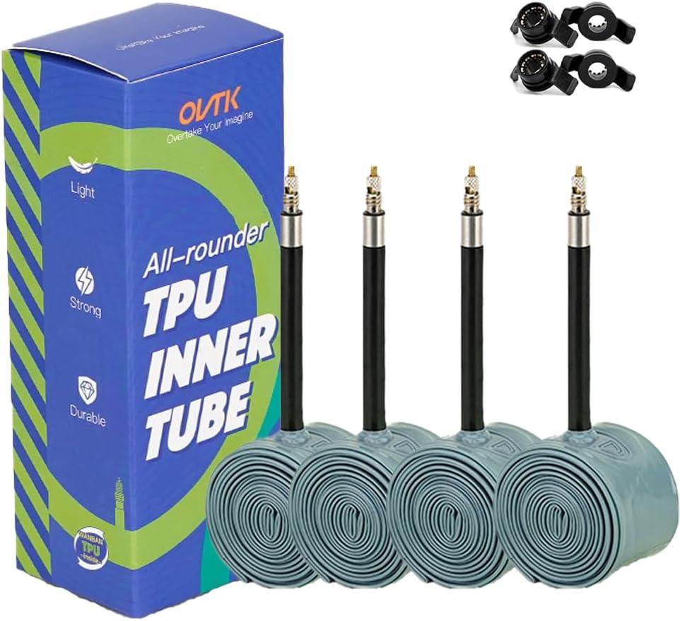 700C TPU Inner Tube (Road & Gravel) with Removable Presta Valve Stem, Include Patches (700C X 23-28C (65mm Valve))