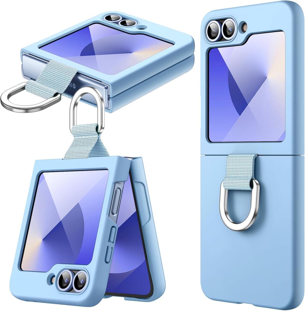 JETech Case for Galaxy Z Flip7FE 2025 / Z Flip 6 2024 with Ring, Hard PC Slim Shockproof Anti-Scratch Protective Phone Cover (Blue)