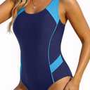 Tempt Me Women One Piece Swimsuits Athletic Racerback Swimwear Training Exercise Slimming Bathing Suit Navy Blue M