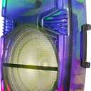 QFX 15" Portable Rechargable Bluetooth PA Karaoke Loud Party Speaker up to 5 Hour Playtime | Bluetooth 5.3, TWS, USB Port, TF, AUX, FM Radio, 360 Degree Translucent Motion Party Lights | TMS-1553