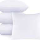 GOLD TEXTILES White Throw Pillows Insert (Pack of 4) - 16 x 16 Inches Polyester Sham Stuffer Throw Pillow - Lightweight Square Indoor Decorative Pillows - Bed and Cushion Couch Pillows