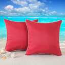 TAOSON Pack of 2,Red Outdoor Waterproof Pillow Covers Decorative Farmhouse Throw Cushion Covers Square Solid Color Couch Pillow Covers Spring for Patio Tent Bed Sofa Living Room 18"x18"/45x45cm