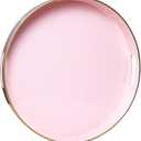 Spsyrine Round Pink Decorative Tray, 13" Plastic Serving Table Tray with Handles for Breakfast, Ottoman, Coffee Table, Bathroom, Kitchen, Living Room