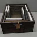 TIMRIS Set of 3 Rustic Wood Nesting Crates, Farmhouse Distressed Wooden Storage Boxes, Decorative Reclaimed Wood Organizer Baskets with Wire Mesh 