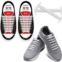 HOMAR No Tie Shoelaces for Kids and Adults Stretch Silicone Elastic No Tie Shoe Laces (Adult Size White)