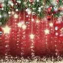 SJOLOON Christmas Backdrops Red Ball Theme Background Shining Stars Background New Year Backdrop for Christmas Party Decoration Banner Photo Shoot 12364 (10x8FT)