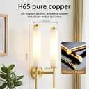 Alabaster Wall Sconce Light LED 3000K Modern Brass Wall Sconces with Natural Stone Shade, Indoor Wall Lights for Bathroom, Bedroom, Hallway (Double Head), 12 inches x 12 inches x 19 inches