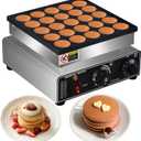 110V US Commercial 25PCS Mini Dutch Pancake Maker,950W Dutch Pancake Baker Machine,Non-stick Dorayaki Maker, Dutch Poffertjes Grill,Stainless Steel, Breakfast, Snacks, Desserts