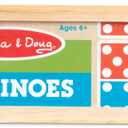 Melissa & Doug Dominoes Tabletop Game with 28 Colorful Tiles in Wooden Storage Box