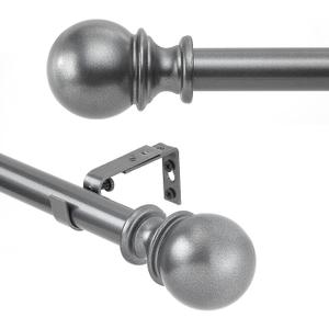Curtain Rods for windows,1" Diameter Curtain Rod, 32-72" Standard Decorative Window Curtain Rod Set with Brackets for bathroom Kitchen Bedroom Window, Grey