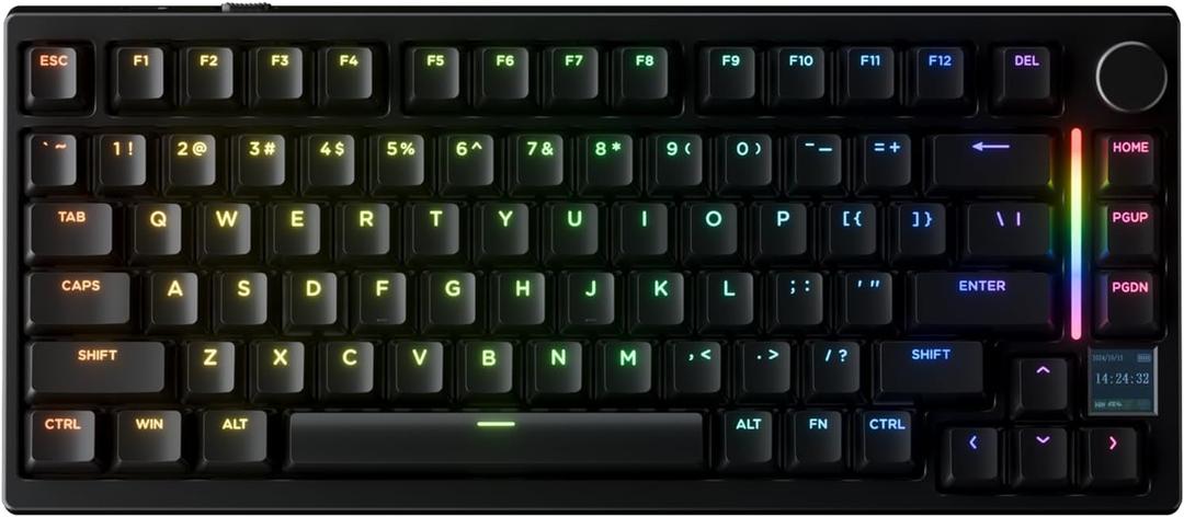 GK GAMAKAY TK75HE V2 Rapid Trigger Wireless Keyboard TFT Screen, Tri-Mode BT/2.4GHz/USB-C, 8KHz Polling Rate 0.005mm RT, Hall Effect Magnetic Switch 75% Gaming Keyboard (Black, Magnetic Phoenix)