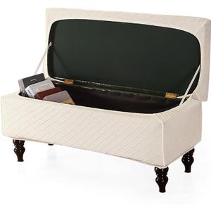 FUANGUI Ottoman Cover Stretch Storage Ottoman Bench Slipcover Jacquard Folding Storage Bench Ottoman Cover Footrest Stool Slipcover Footstool Protector Cover with Elastic Bottom, Medium