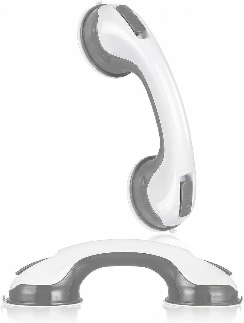 2 Pack Grab Bars for Shower - 12 Inch Suction Cup Shower Handle for Bathtubs, Strong Hold Bath Handles for Seniors, Handicap Safety Grip & Balance Assist, Tool-Free Installation
