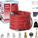 NIFUAL Sewer Jetter Kit for Pressure Washer,50FT 5800PSI Pressure Drain Cleaner 1/4 Inch NPT Corner Rotating and Button Hose Sewer Jetting Nozzle for Homeowners & DIYers (50FT)